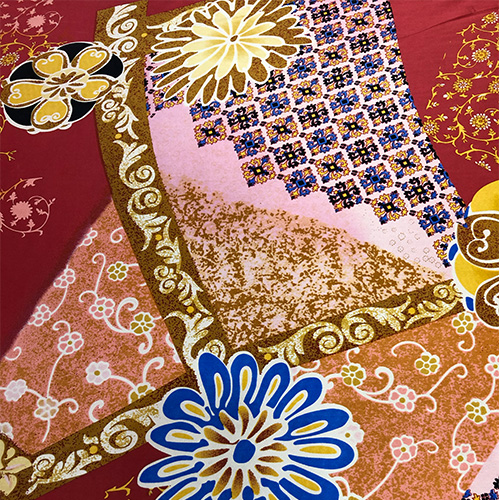 Traditional Art Print on Pure Silk Satin