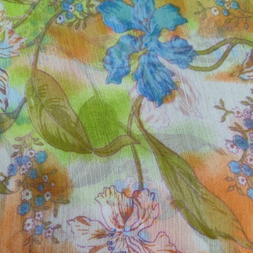 Rainbow Garden Print On Poly Chiffon PCPS18