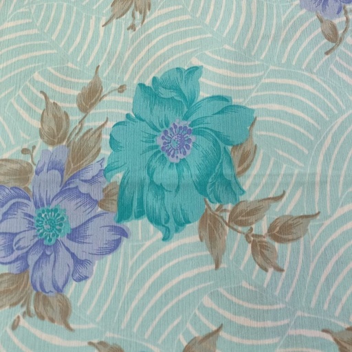 Brown Leaf Flower Print On Poly Chiffon PCPS32