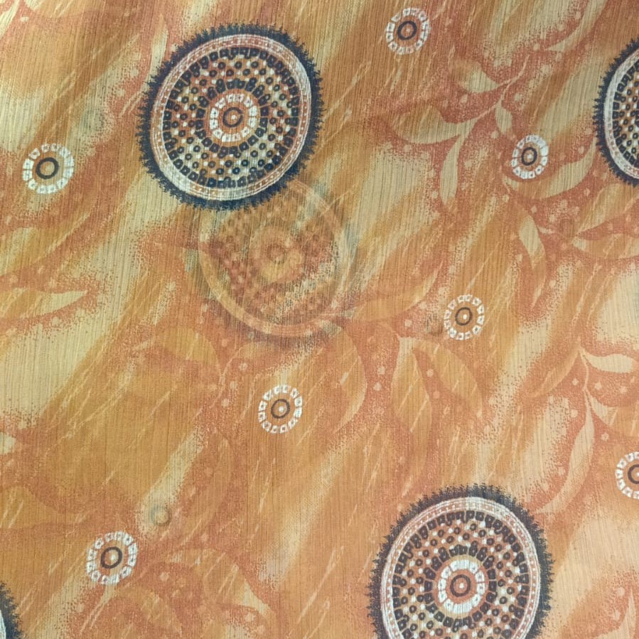 Orange Base Chakra Print On Poly Chiffon PCPS39