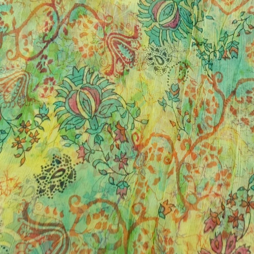 Green Abstract Floral Print On Poly Chiffon PCPS51