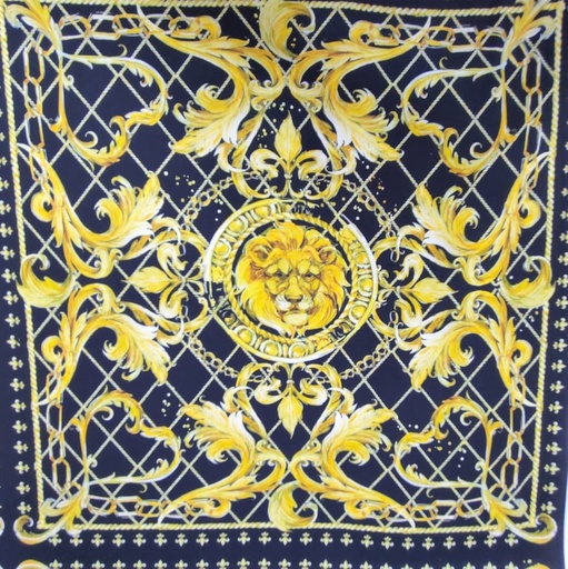 Golden Lion Royal Print On Silk Satin Royal