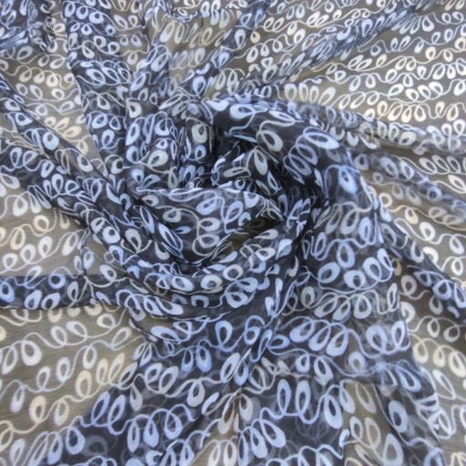 Spiral Art Print On Silk Chiffon S23-SCPS260