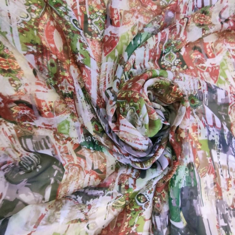 Safari Art Print On Silk Chiffon S23-SCPS259