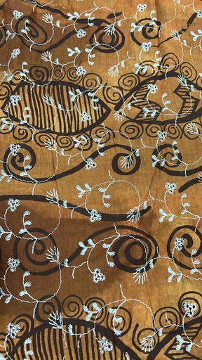 Yellow Cotton Schiffli Embroidery Print