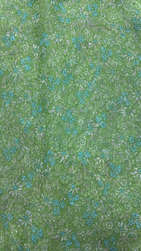 Green Flower Net Print Fabric (SS24)  SFDS01