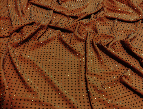 Gold On Orange Rhinestone Fabric
