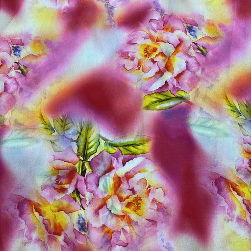 Floral Print On Silk Crepe #01