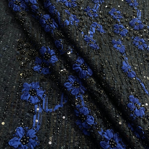 Luxury Tweed (Blue Black Floral)