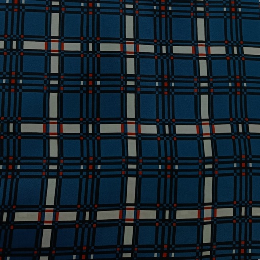 Blue Check Print On Twill Satin (SS24) TSPS04