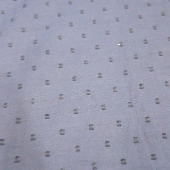 Blue Cotton Silk Swiss Dotted Fabric