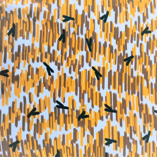 Abstract Yellow Print On Twill Satin (SS24) TSPS06