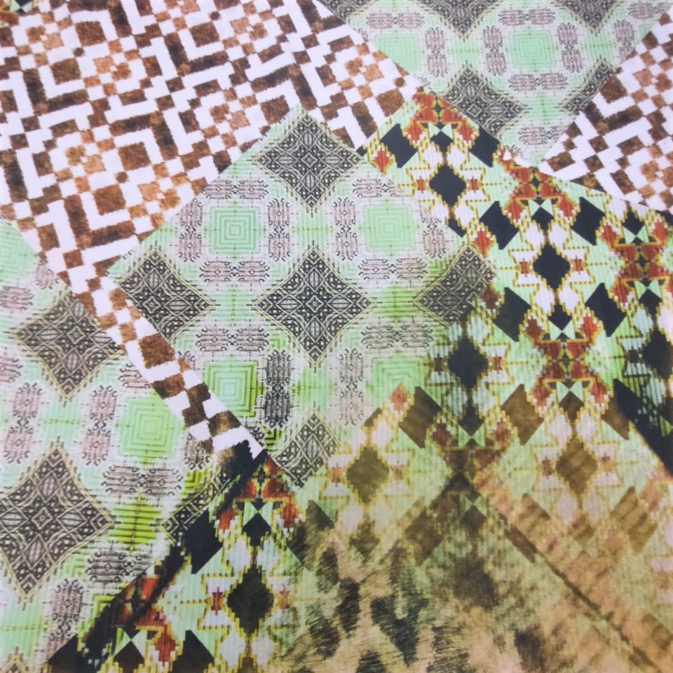 Abstract Red Marble Print On Korean Satin S23 KSPS11