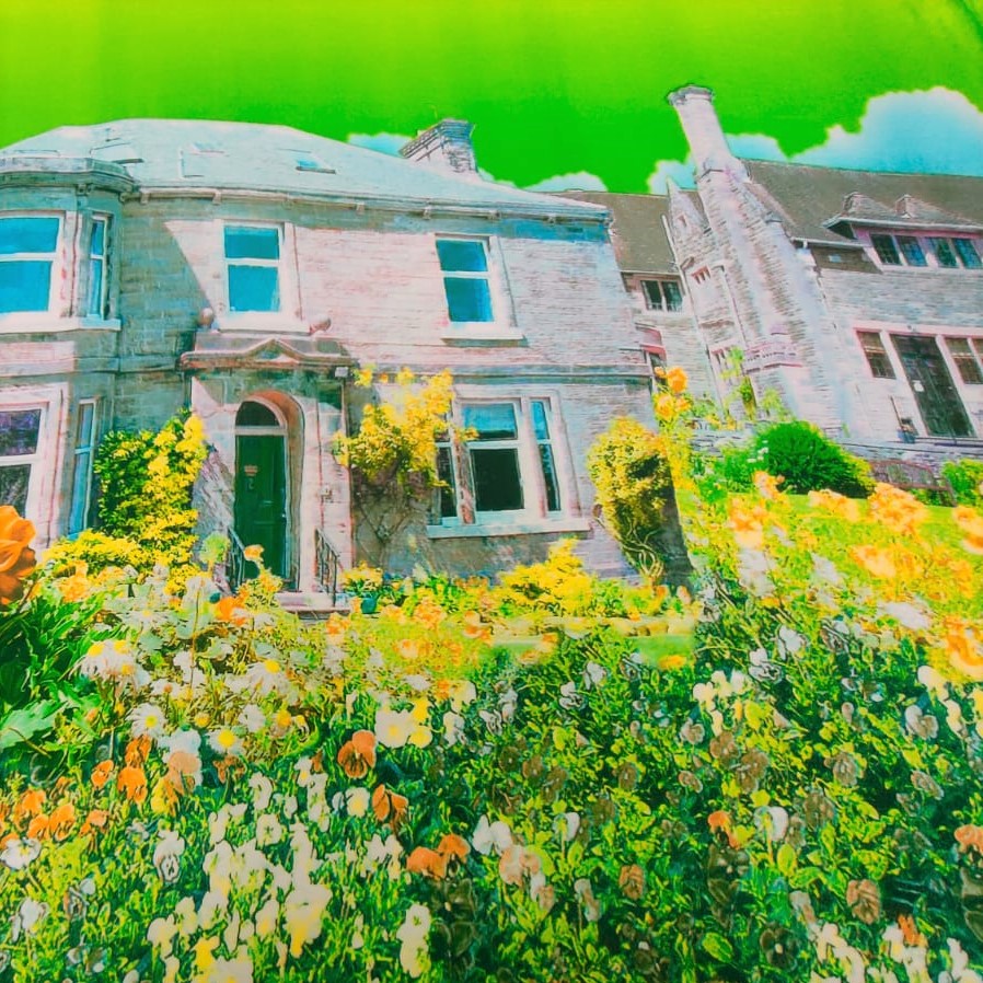 Green Sky House Print On Korean Satin S23 KSPS54