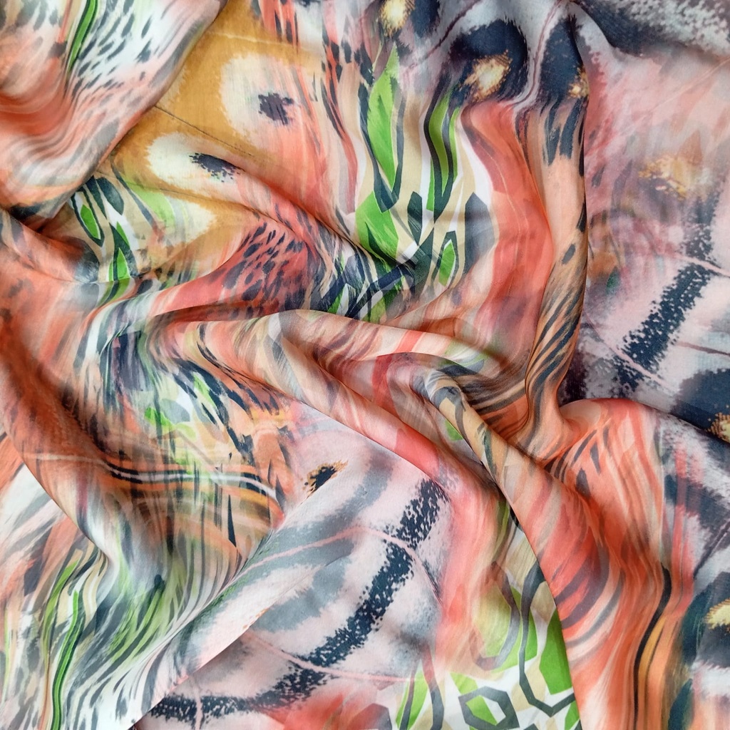 Abstract Far Print On Korean Satin S23-KSPS05