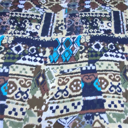 Brown Traditional Print Print On Korean Satin S23-KSPS33