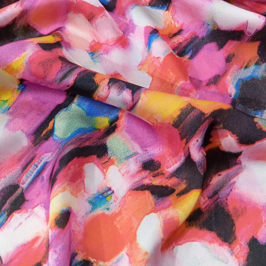 Brush Art Print On Korean Satin S23-KSPS70