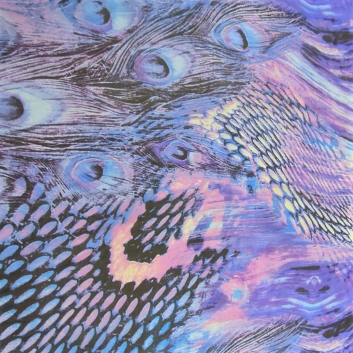 Peacock Skin Print On Silk Chiffon S23-SCPS183