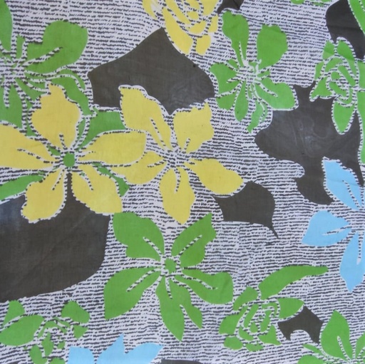 Sketch Art Flower Print On Silk Chiffon S23-SCPS198