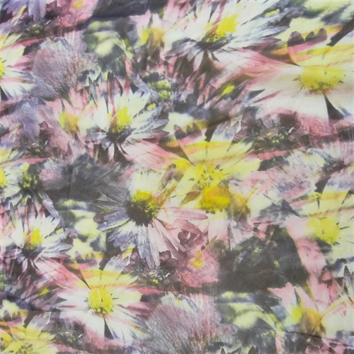 Flower Bee Print On Silk Chiffon S23-SCPS149