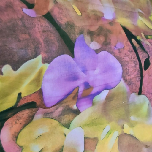 Ocean Floral Print On Silk Chiffon S23-SCPS176