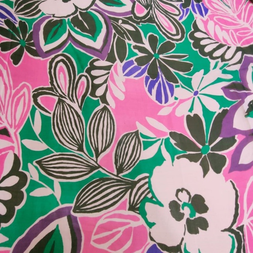 Pink Floral Print On Silk Chiffon S23-SCPS186
