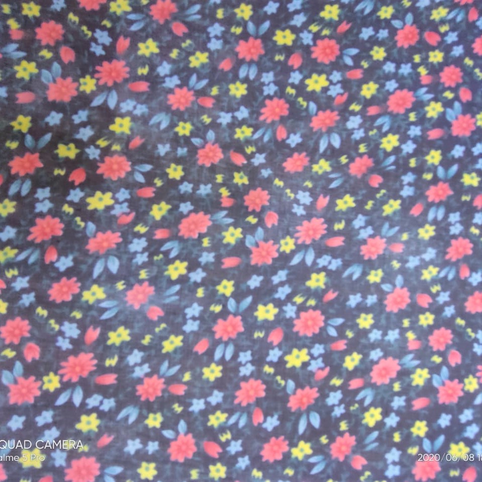 Little Red Floral Print On Silk Chiffon S23-SCPS168