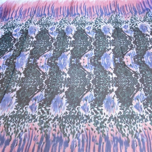 Violet Wave Print On Silk Chiffon S23-SCPS209