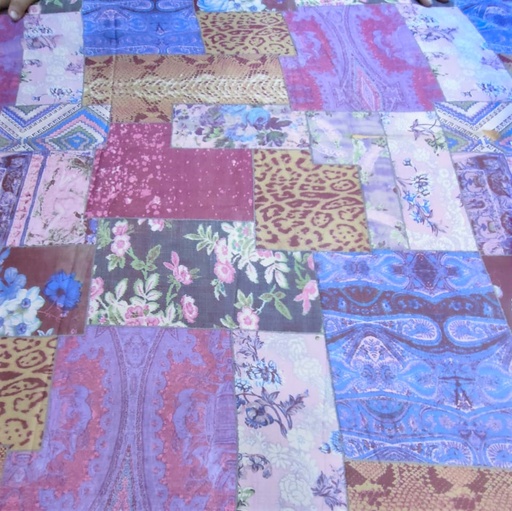 Patch Work Print On Silk Chiffon S23-SCPS181