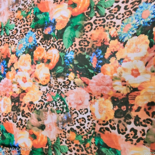 Leopard Flower Print On Silk Chiffon S23-SCPS166