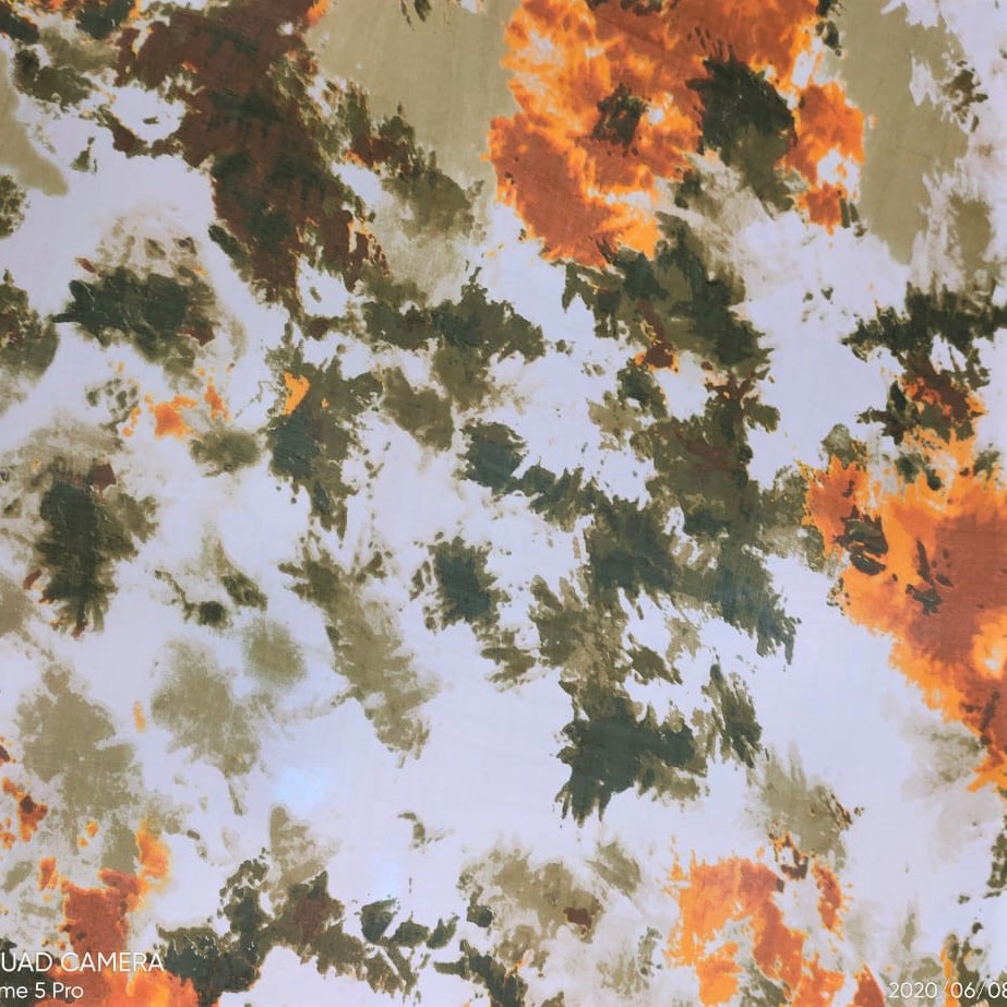 Brush Art Print On Silk Chiffon S23-SCPS129