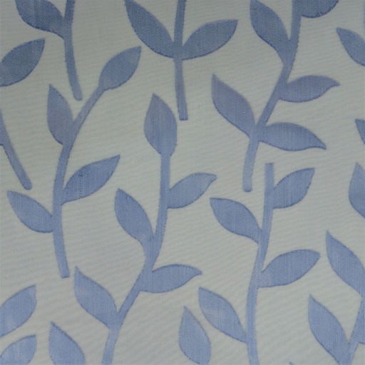 Ice Blue Tropical Print On Silk Satin Burnout