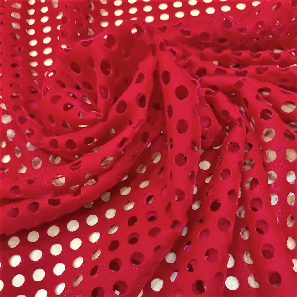 Polka Dot Cut Work Velvet Fabric