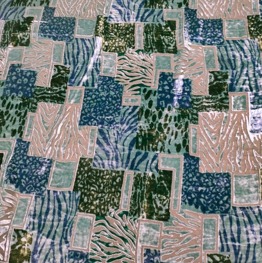 Multicolor Printed Silk Velvet Brasso Fabric