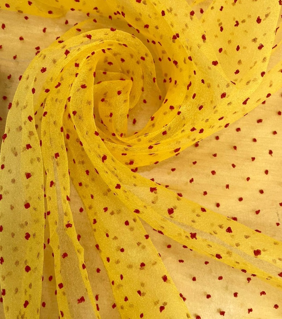 Madonna Organza Dyed Fabric (Two tone)(Red on Yellow 22)