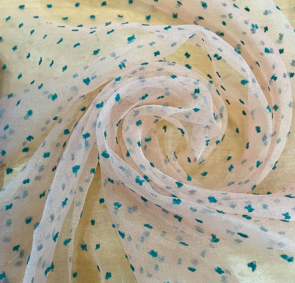 Madonna Organza Dyed Fabric (Two Tone)(Military on Peach 9)