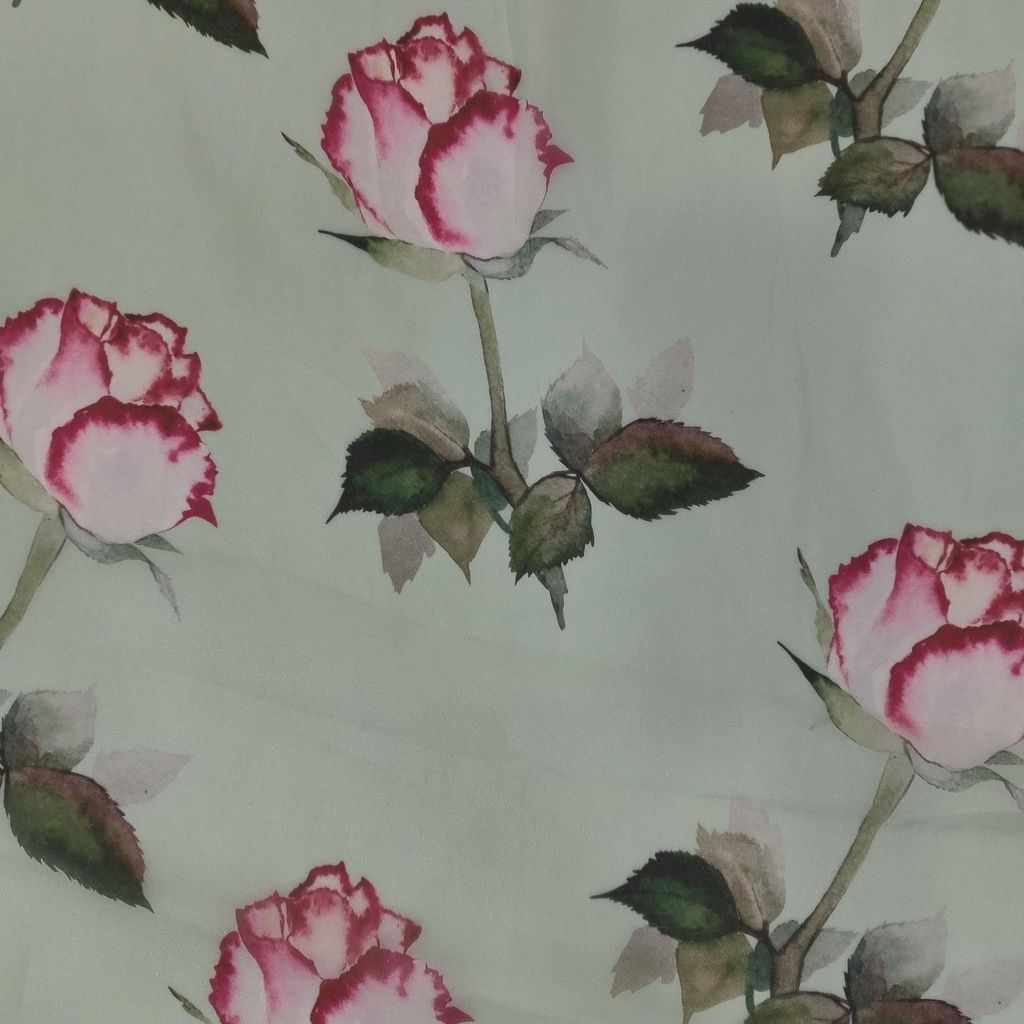 Green Base Garden Print On Organza SS22A ORPA41