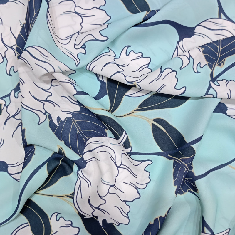 White Floral Print On Royal Georgette (SS22A) RGPA65