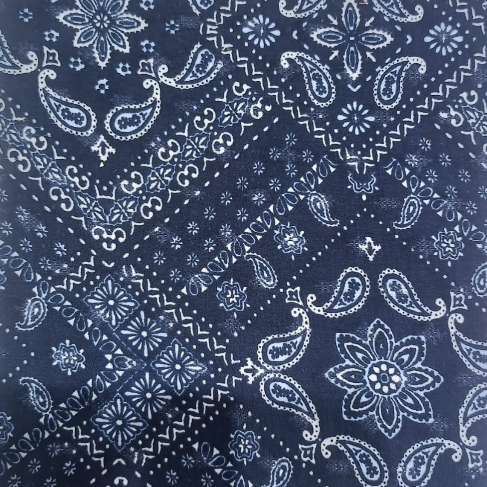 Indigo Paisley Print On Rayon Jaquard S24 RJPS01