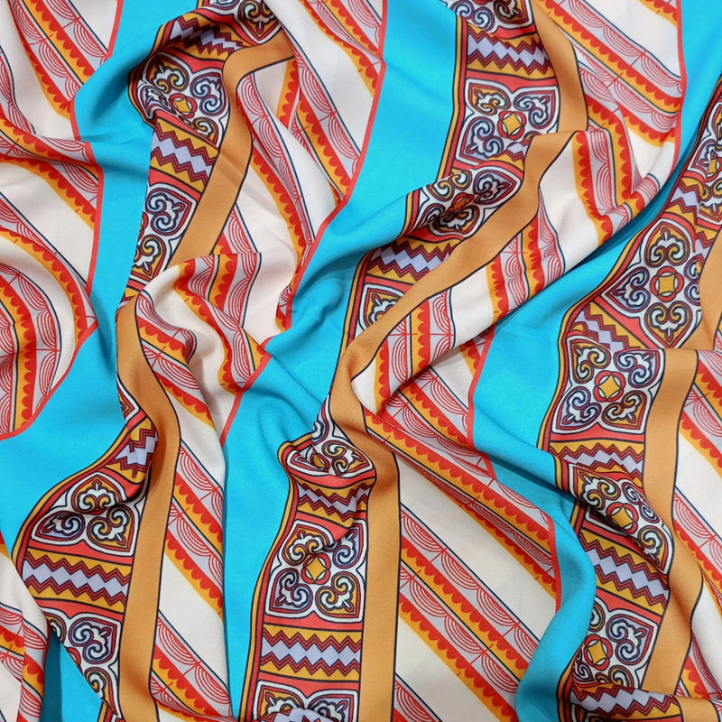 Geometrical Brown Box Print On Royal Georgette (SS22N) RGPB08