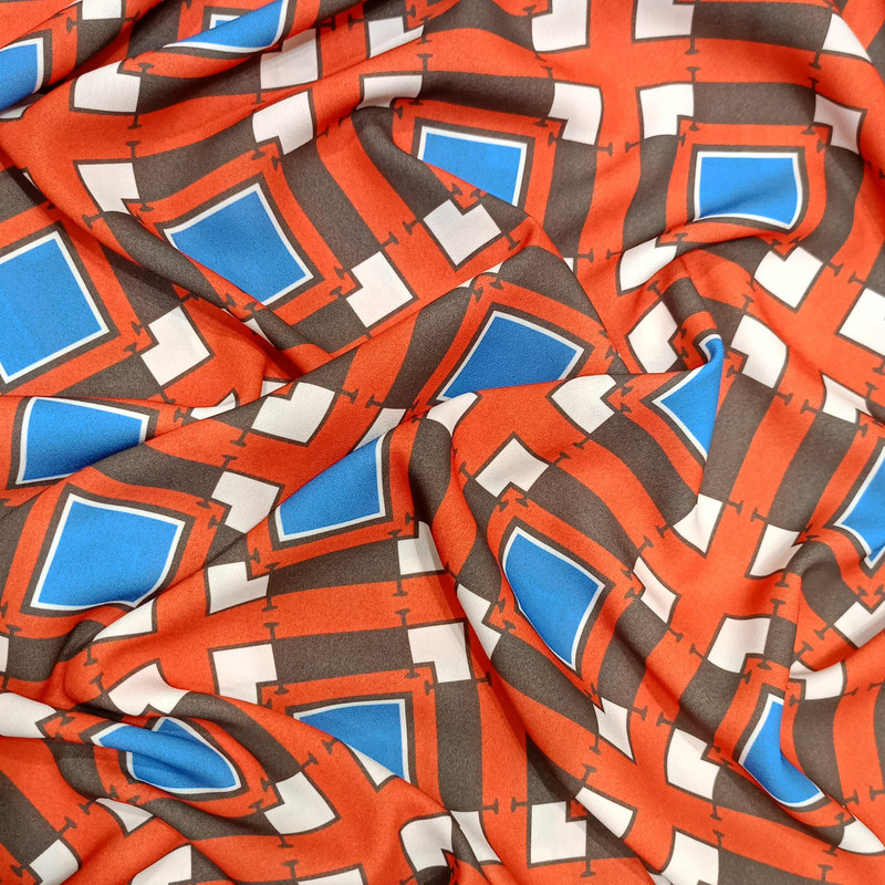 Brown Box Geometrical Print On Royal Georgette (SS22N) RGPB10