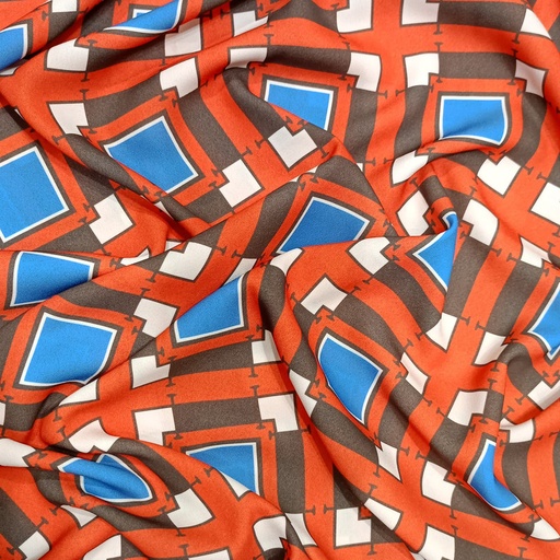 Brown Box Geometrical Print On Royal Georgette (SS22N) RGPB10
