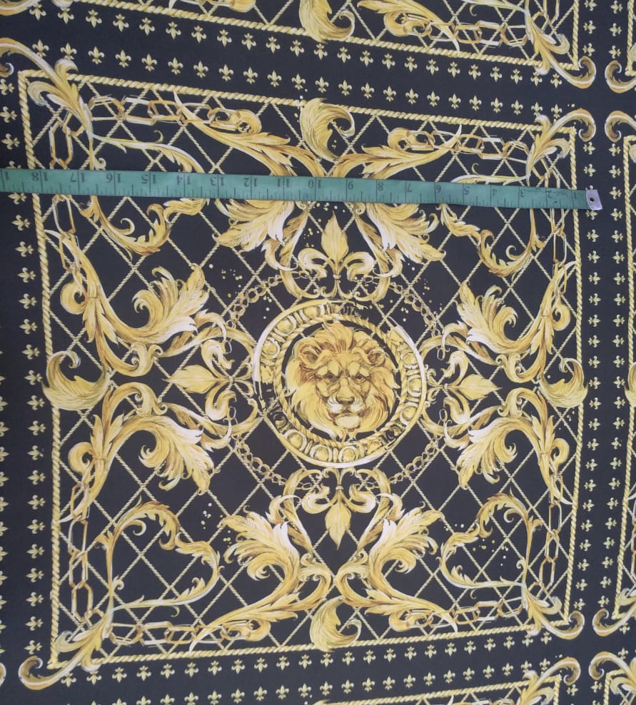 Medusa Print On 50D Satin (Black And Yellow)