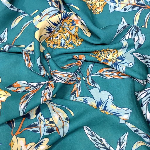 Botenical Green Print On Royal Georgette (SS22L) RGPL03