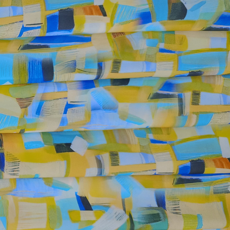 Geometrical Artwork Print On Royal Georgette (SS22L) RGPL07