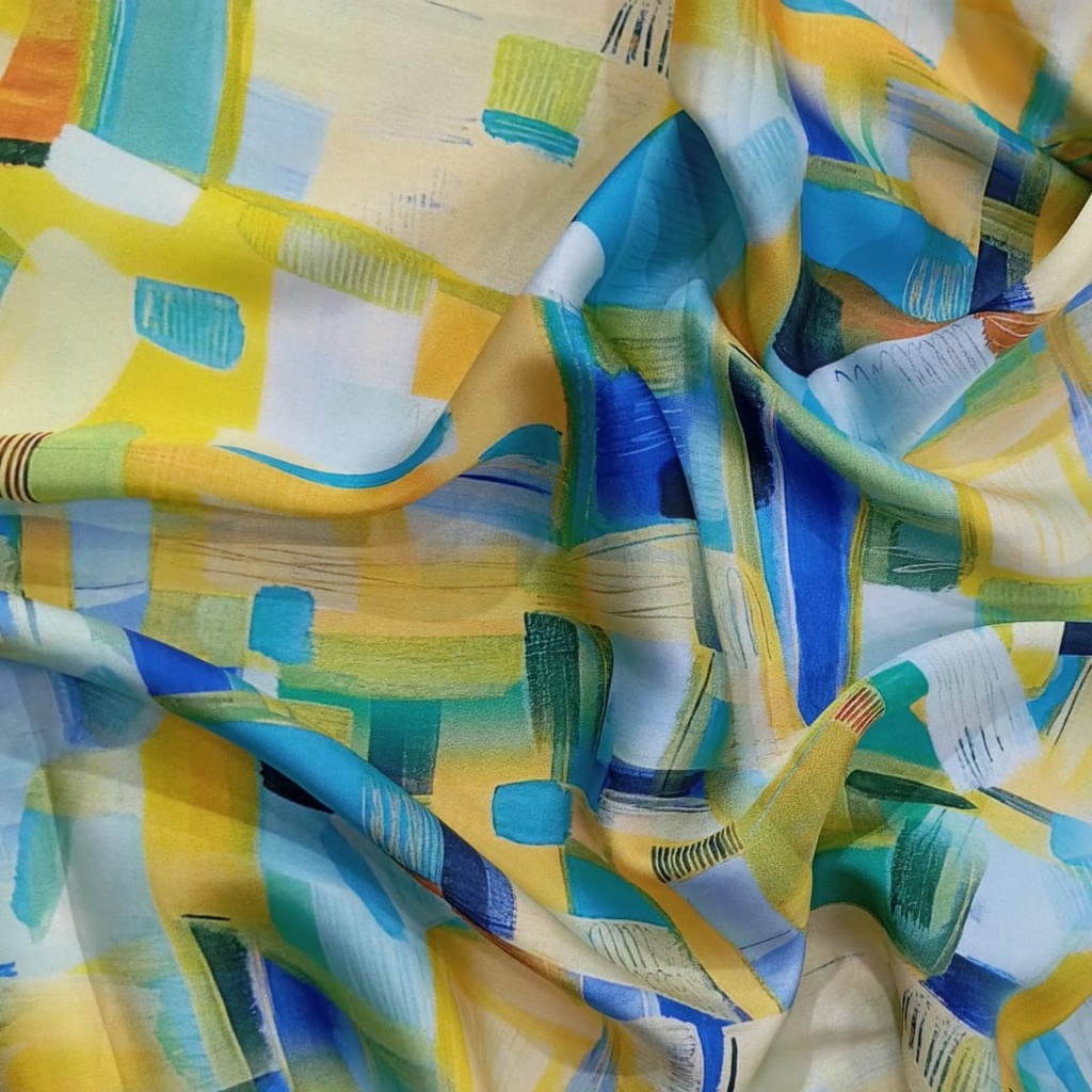 Geometrical Artwork Print On Korean Satin SS22L KSPL07