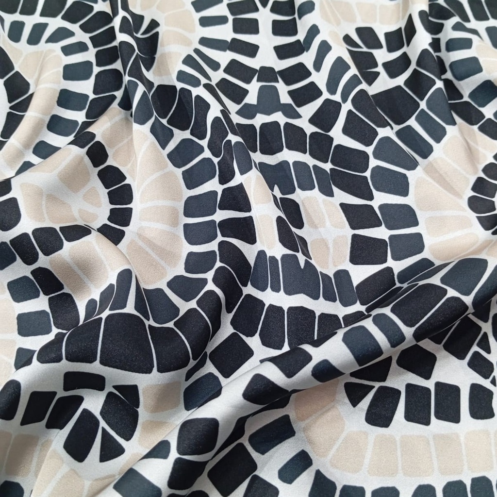 Black Dots Art Print On Korean Satin SS22L KSPL27