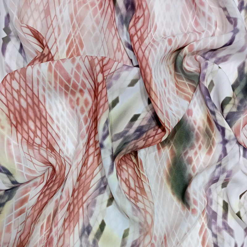 Red Colour Snake Skin Print On Royal Georgette (SS2N) RGPB74