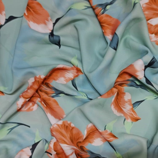 Brush Flower Art Print On Royal Georgette (SS22N) RGPB80