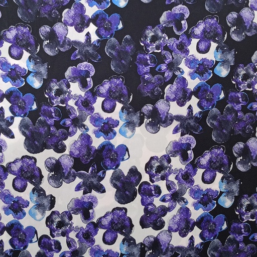 Pond Violet Leaf Print On Korean Satin SS22N KSPB33